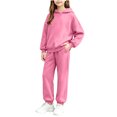 thumbnail image 1 of Enjoytime Girls Two Piece Set Long Sleeve Hooded Sweatshirt Pockets Sweatpants Outfits Fall Winter Soft Casual Sweatsuit Sets, 1 of 7