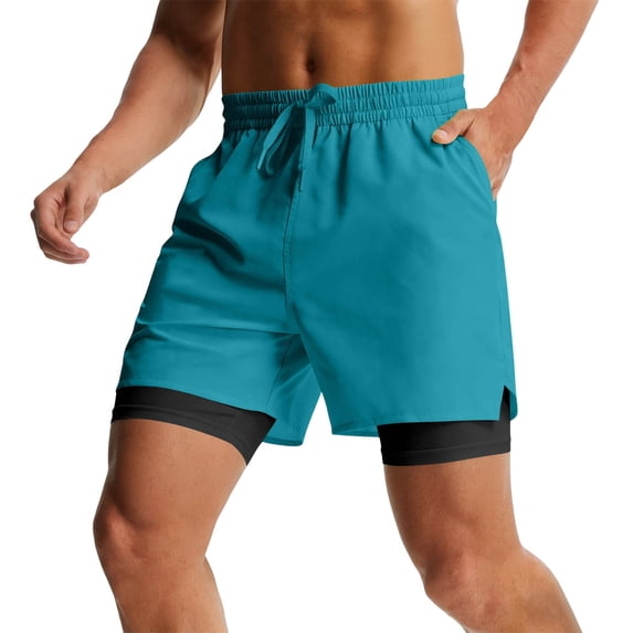 Enjoytime Gym Shorts Men Elastic Waist Drawstring Breathable Workout Training Athletic Shorts with Liner
