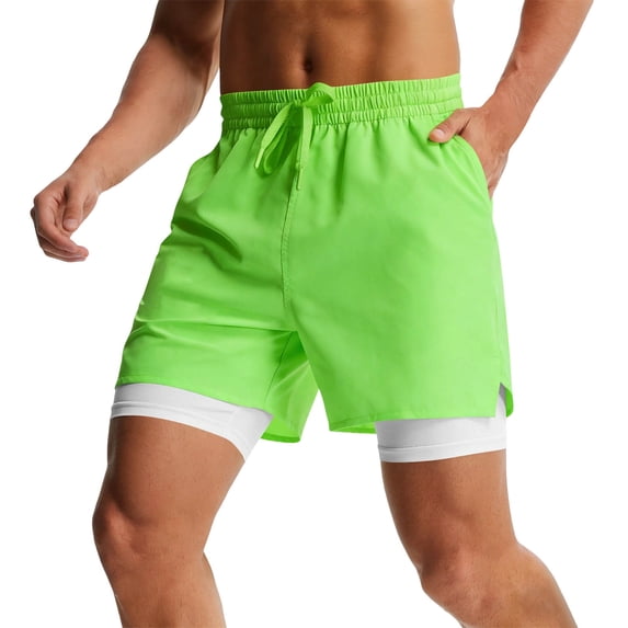 Enjoytime Gym Shorts Men Elastic Waist Drawstring Breathable Workout Training Athletic Shorts with Liner