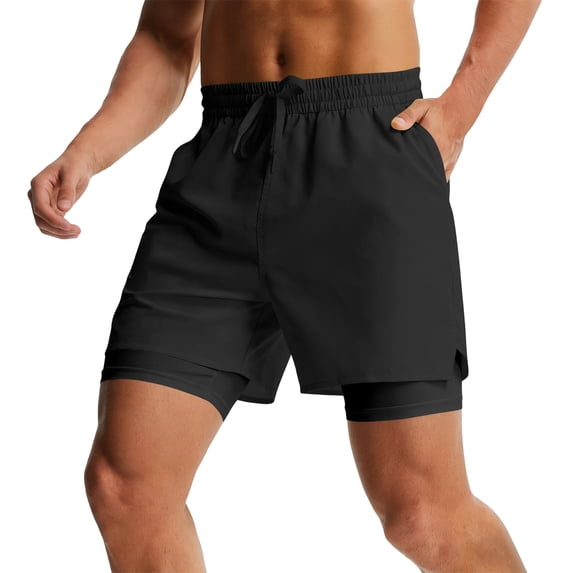 Enjoytime Gym Shorts Men Elastic Waist Drawstring Breathable Workout Training Athletic Shorts with Liner