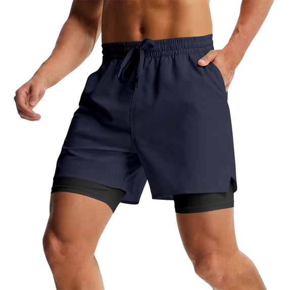 Enjoytime Gym Shorts Men Elastic Waist Drawstring Breathable Workout Training Athletic Shorts with Liner