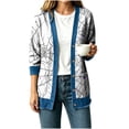 thumbnail image 1 of Enjoytime Halloween Lightweight Cardigans for Women Print Denim Patchwork Jacket Button Down Oversized Outerwear, 1 of 6