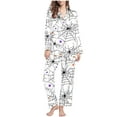 thumbnail image 1 of Enjoytime Halloween Lightweight Winter Pajamas Vintage Printed Lapel Long Sleeve Tops Pants Two Piece Set Trendy Cozy Cute Sleepwear, 1 of 6