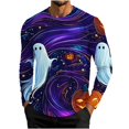 thumbnail image 1 of Enjoytime Halloween Men Shirt Print Crew Neck Long Sleeve Pullover Top Fall Loose Casual Halloween Graphic Shirts, 1 of 5