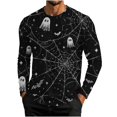 thumbnail image 1 of Enjoytime Halloween Shirts for Men Ghost Print Crew Neck Long Sleeve Pullover Top Fall Loose Casual Halloween Graphic Shirt, 1 of 5