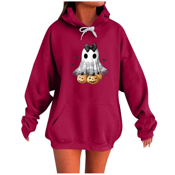 Enjoytime Halloween Sweatshirt for Women Cute Printed Long Sleeve Crewneck Sweatshirts Fashion Comfy Casual Pullover Tops Fall Winter Clothes 2025