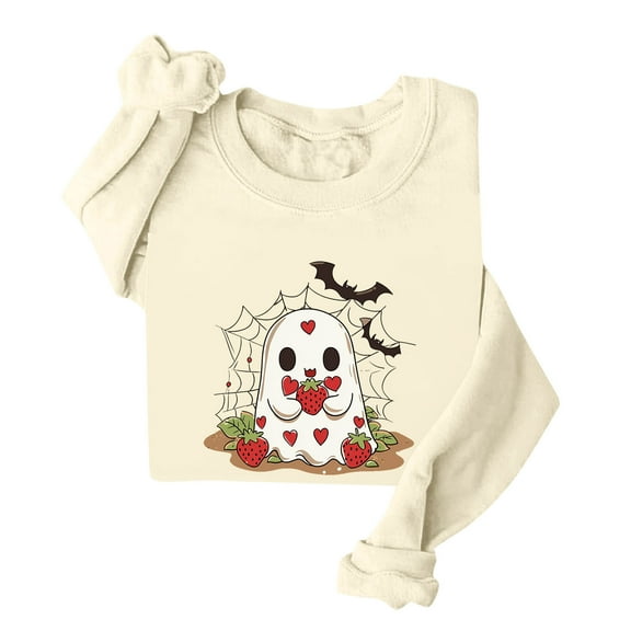 Enjoytime Halloween Sweatshirts for Women Cute Printed Long Sleeved Shirts Fall Casual Fashion Pullover Tops