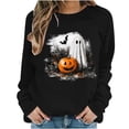 thumbnail image 1 of Enjoytime Halloween Sweatshirts for Women Funny Printed Crew Neck Long Sleeve Tops Fall Fashion Casual Spooky Season Sweatshirt, 1 of 6