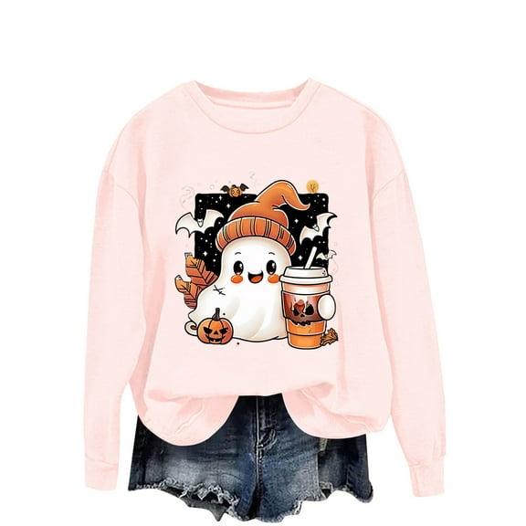 Enjoytime Halloween Women Sweatshirts Cute Ghost Horror Season Sweatshirt Fall Casual Fashion 2025 Pullover Tops