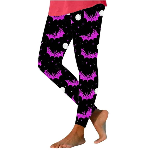 Enjoytime Halloween Yoga Pants Women Vintage Printed Elastic Waist Trousers Loose Casual Workout Leggings Hot Pink XL