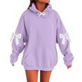 thumbnail image 1 of Enjoytime Hoodies for Women Bow Printed Off Shoulder Long Sleeve Sweatshirt Holiday Casual Loose Pullover Hoodie Fall Winter Plus Size Clothing Purple XXXL, 1 of 2