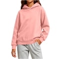 thumbnail image 1 of Enjoytime Hoodies for Girls Solid Color Long Sleeve Pullover Sweatshirt Fall Winter Casual Kids Clothes with Pockets, 1 of 8