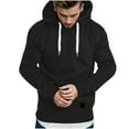 thumbnail image 1 of Enjoytime Hoodies for Men Fashion Solid Color Long Sleeve Drawstring Pullover Tops Casual Workout Fall Winter Oversized Sweatshirt Black S, 1 of 5