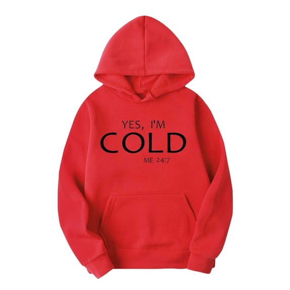 Enjoytime Hoodies for Men Letter Print Long Sleeve Pullover Sweatshirt Casual Loose Fall Winter Warm Tops Red L