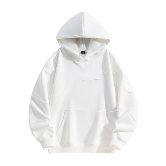 Enjoytime Hoodies for Men Solid Color Casual Loose Oversized Sweatshirt Fashion Long Sleeve Fall Winter Warm Pullover Hoodie with Pockets White XXL