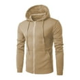 thumbnail image 1 of Enjoytime Hoodies for Men Solid Color Long Sleeve Drawstring Zip Up Hoodie Lightweight Casual Oversized Sweatshirt with Pockets Beige M, 1 of 5