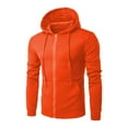 thumbnail image 1 of Enjoytime Hoodies for Men Solid Color Long Sleeve Drawstring Zip Up Hoodie Lightweight Casual Oversized Sweatshirt with Pockets Orange M, 1 of 5