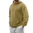 thumbnail image 1 of Enjoytime Hoodies for Men Solid Color Long Sleeve Pullover Sweatshirts Casual Loose Fall Winter Warm Oversized Hoodie with Pockets Khaki S, 1 of 7