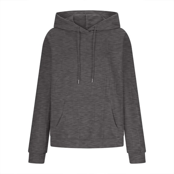 Enjoytime Hoodies for Women Letter Print Long Sleeve Pullover Tops Lightweight Casual Loose Crew Neck Sweatshirts Dark Gray M