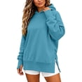 thumbnail image 1 of Enjoytime Hoodies for Women Long Sleeve Solid Color Side Slit Sweatshirt Fall Winter Soft Casual Pullover Hoodie, 1 of 6