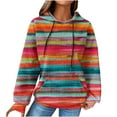 thumbnail image 1 of Enjoytime Hoodies for Women Patchwork Long Sleeve Pullover Sweatshirts with Drawstring Plus Size Fashion Fall Winter Sweatshirt, 1 of 6