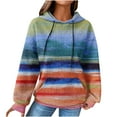 thumbnail image 1 of Enjoytime Hoodies for Women Patchwork Long Sleeve Pullover Sweatshirts with Drawstring Plus Size Fashion Fall Winter Sweatshirt, 1 of 6