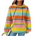thumbnail image 1 of Enjoytime Hoodies for Women Patchwork Long Sleeve Pullover Sweatshirts with Drawstring Plus Size Fashion Fall Winter Sweatshirt, 1 of 6