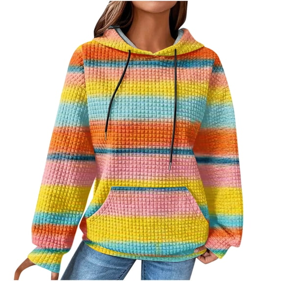 Enjoytime Hoodies for Women Patchwork Long Sleeve Pullover Sweatshirts with Drawstring Plus Size Fashion Fall Winter Sweatshirt