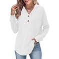 thumbnail image 1 of Enjoytime Hoodies for Women Solid Color Long Sleeve Button Down Sweatshirt Lightweight Casual Trendy Pullover Sweatshirts White L, 1 of 7