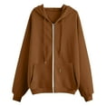 thumbnail image 1 of Enjoytime Hoodies for Women Solid Color Long Sleeve Zip Up Sweatshirts Casual Loose Fashion Womens Lightweight Jackets Brown S, 1 of 3
