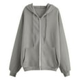 thumbnail image 1 of Enjoytime Hoodies for Women Solid Color Long Sleeve Zip Up Sweatshirts Casual Loose Fashion Womens Lightweight Jackets Gray M, 1 of 3