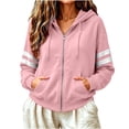thumbnail image 1 of Enjoytime Hoodies for Women Striped Long Sleeve Zip Up Jacket Fall Fashion Casual Lightweight Sweatshirt with Pocket, 1 of 7