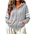thumbnail image 1 of Enjoytime Hoodies for Women Striped Long Sleeve Zip Up Jacket Fall Fashion Casual Lightweight Sweatshirt with Pocket, 1 of 7