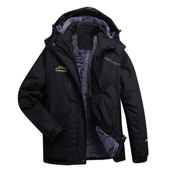 Enjoytime Jackets for Women Long Sleeve Hooded Waterproof Trench Coat Winter Warm Thick Windbreaker Outdoor Workout Plus Size Fashion Casual Outerwear