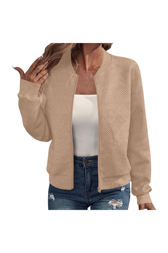 Jackets for Women Fall Fashion 2025 Cute Coats Solid Color Lightweight Zip Up Dressy Casual Jacket