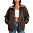 thumbnail image 1 of Enjoytime Jackets for Women Lapel Collar Long Sleeve Zip Up Coat Fall Winter Vintage Casual Work Oversized Outerwear, 1 of 8