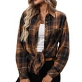 thumbnail image 1 of Enjoytime Jackets for Women Plaid Long Sleeve Button Down Shirt Fashion Casual Lightweight Fall Winter Basic Tops Multicolor L, 1 of 7