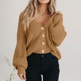 thumbnail image 1 of Enjoytime Jackets for Women Solid Color Long Sleeve Button Up Cardigans Winter Casual Short Outerwear Plus Size Fashion Coat Gold XL, 1 of 5