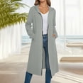 thumbnail image 1 of Enjoytime Jackets for Women Solid Color Long Sleeve Hooded Zipper Outerwear Fall Winter Warm Soft Casual Long Coats with Pockets Gray XL, 1 of 6
