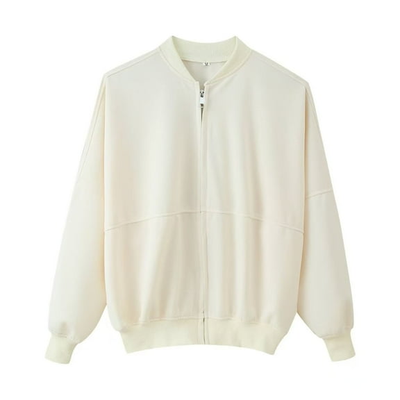 Enjoytime Jackets for Women Solid Color Long Sleeve Zip Up Cropped Coat Lightweight Fashion Casual Outerwear