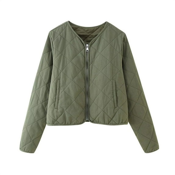 Enjoytime Jackets for Women Solid Color Long Sleeve Zip Up Jacket 2025 Fall Winter Casual Outerwear