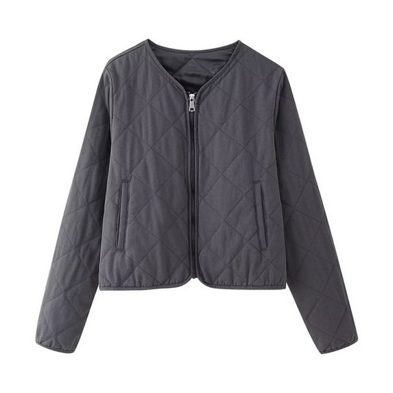 Enjoytime Jackets for Women Solid Color Long Sleeve Zip Up Jacket 2025 Fall Winter Casual Outerwear