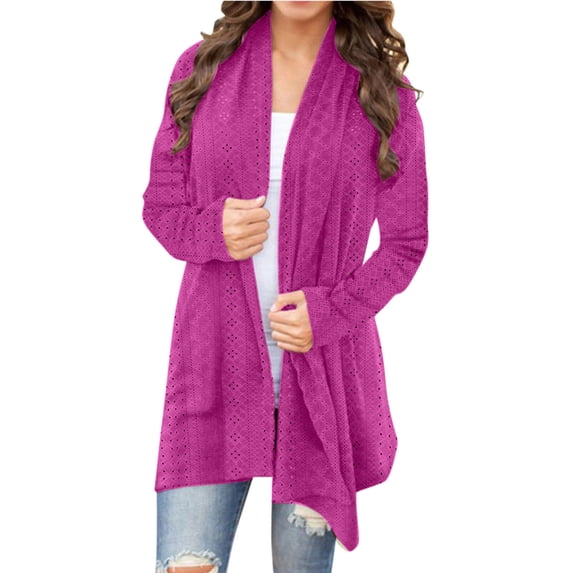 Enjoytime Jackets for Women Trendy Solid Color Long Sleeve Mid Length Cardigan Fall Fashion Casual Outerwear 2025 Winter Coats