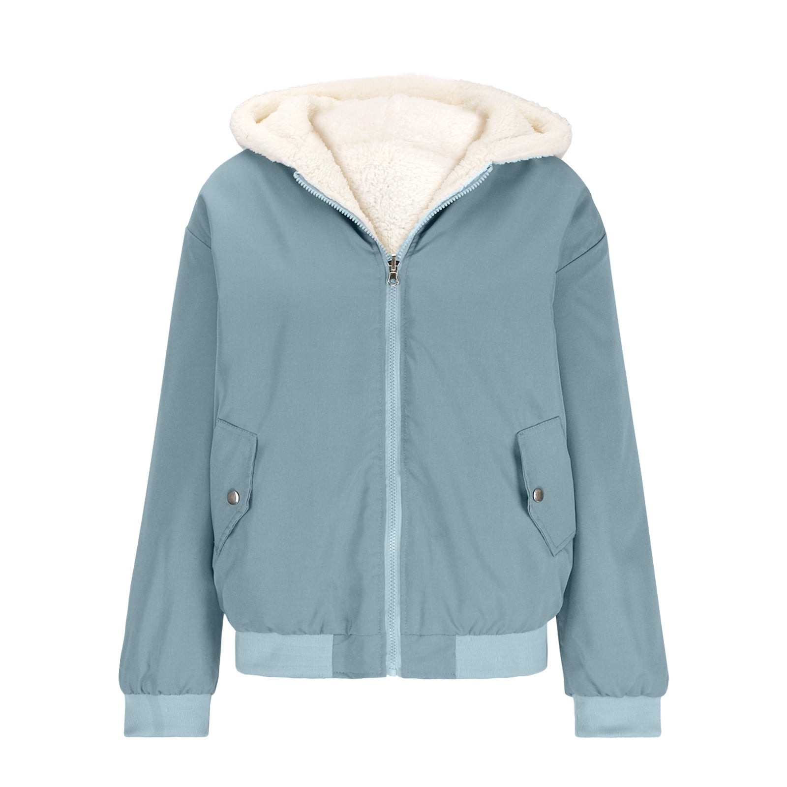Enjoytime Jackets for Women Trendy Solid Color Long Sleeve Zip Up ...