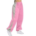 thumbnail image 1 of Enjoytime Joggers for Women Patchwork Elastic Waist Sweatpants with Pockets Casual Loose Athletic Workout Pants Pink S, 1 of 1