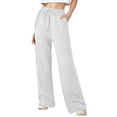thumbnail image 1 of Enjoytime Joggers for Women Solid Color Elastic Waisted Straight Leg Pants with Drawstring Casual Loose Workout Trousers White M, 1 of 7