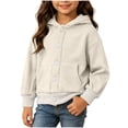 thumbnail image 1 of Enjoytime Kids Clothes Button Down Hooded Sweatshirt Fall Winter Fleece Casual Long Sleeve Hoodie for Girls with Pockets, 1 of 8