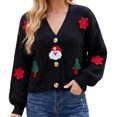 thumbnail image 1 of Enjoytime Knit Cardigan for Women Christmas Print Long Sleeve Sweater Coat Fall Winter Cozy V-Neck Button Down Outerwear, 1 of 6