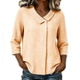 thumbnail image 1 of Enjoytime Ladies Tops and Blouses 3/4 Sleeve Collared V-Neck Button Down Blouses Business Casual Plus Size Womens Clothing, 1 of 6