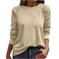 thumbnail image 1 of Enjoytime Ladies Tops and Blouses Solid Color Round Neck Hooded Long Sleeve Shirts Lightweight Business Casual Fall Winter 2025 Clothes Khaki XXL, 1 of 8